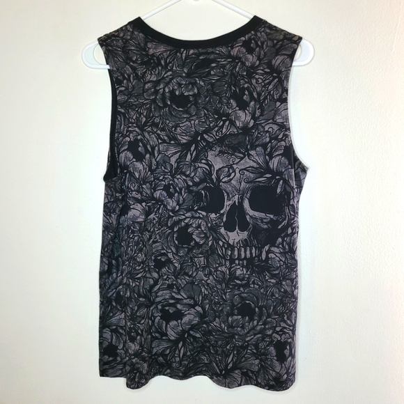 Harley Davidson Skull Tanl Print All Over Women's Black Large Sleeveless Biker - Picture 2 of 5